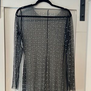 Sheer Black Mesh dress with pearls